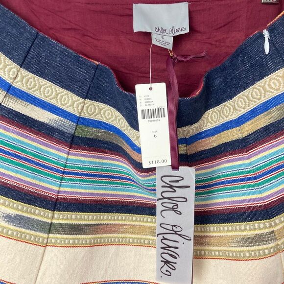 NWT Anthropologie Chloe Oliver Hayley Skater Mini Skirt Multicolor Striped sz 6 - Picture 4 of 10